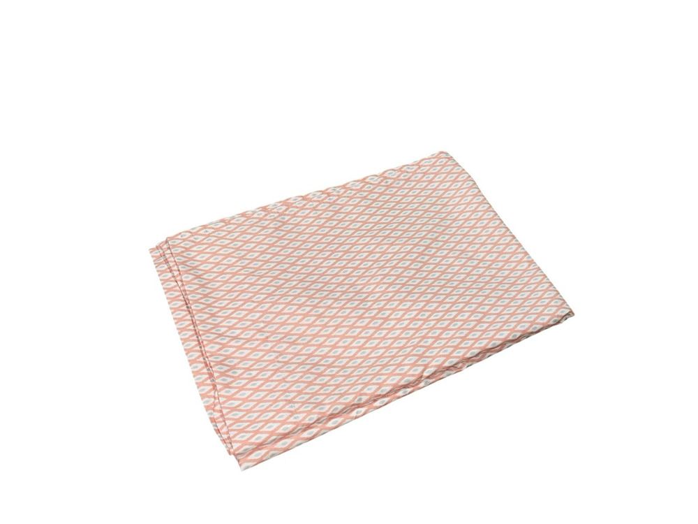 Twin Size Flat Sheet Pink Orange Salmon Gray White Diamond Print Bedding